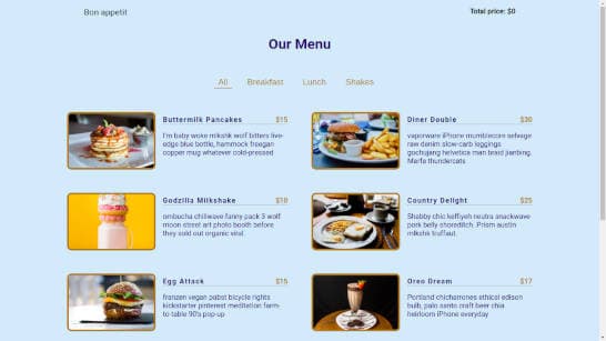 menu application
